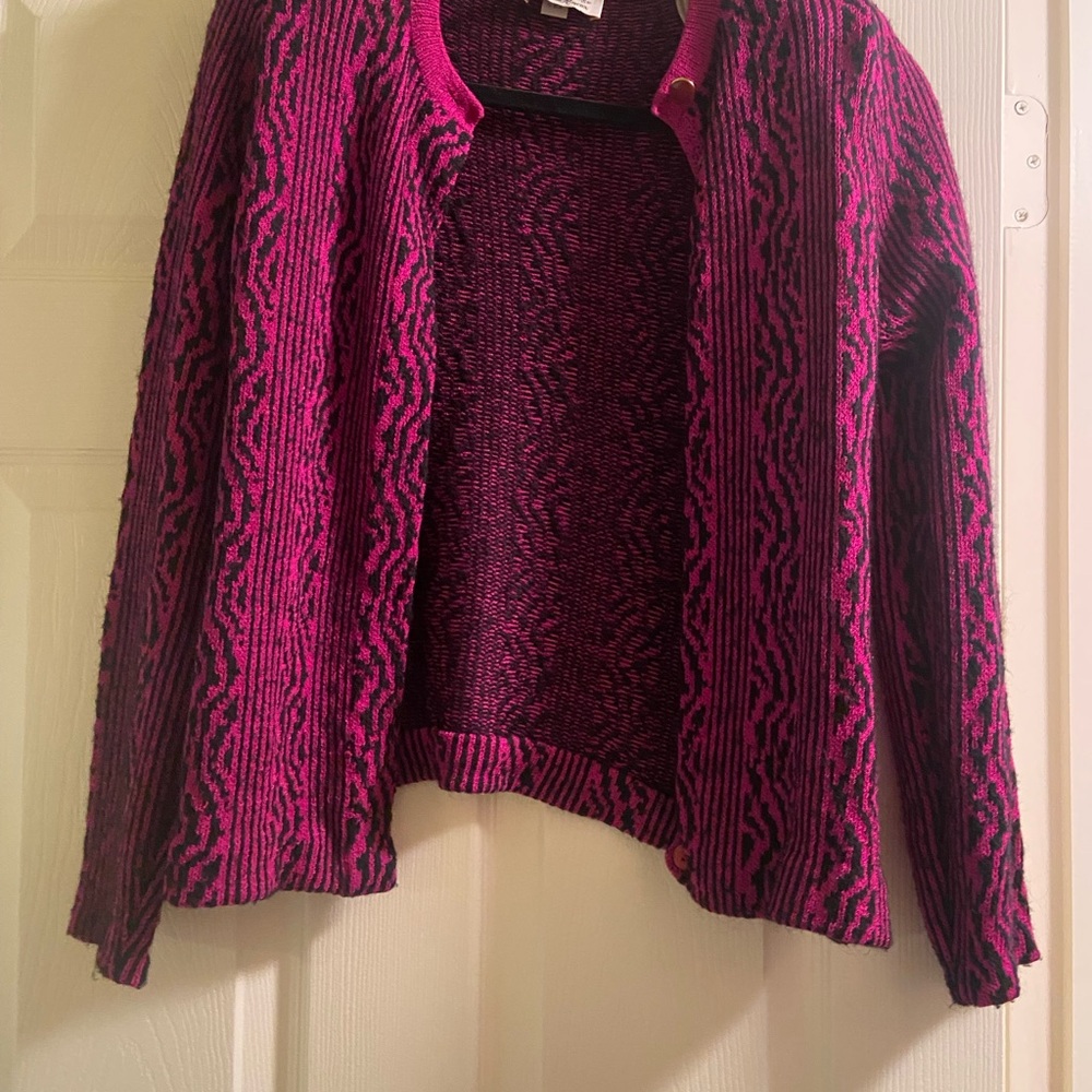 St. John Pink and Black cardigan
